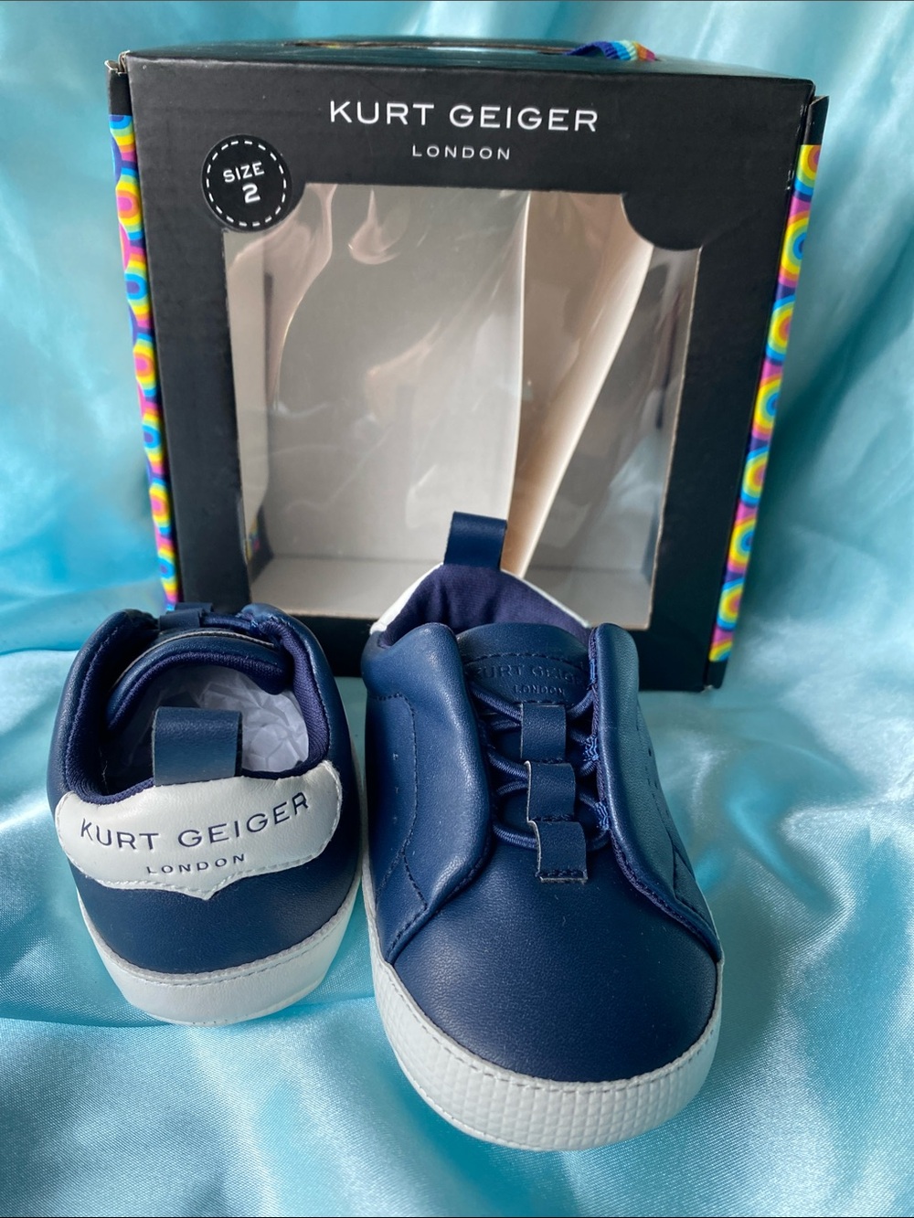 Kurt Geiger London Baby Navy and White Slip-On Sneakers